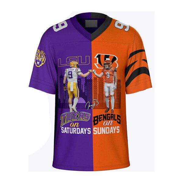 Burrow Tigers On Saturdays Bengals On Sundays Jersey 2