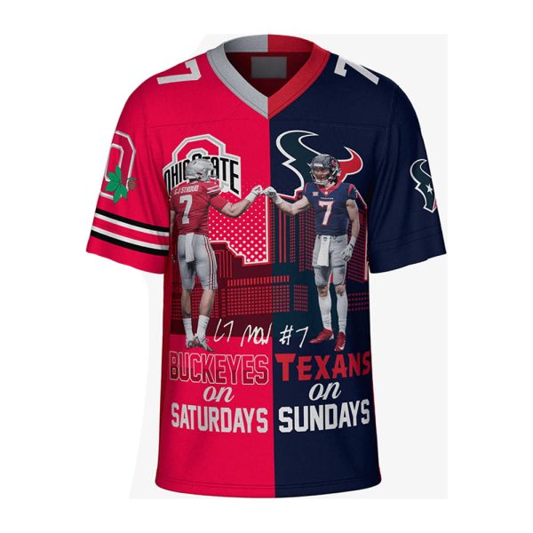 CJ Stroud Buckeyes On Saturdays Texans On Sundays Jersey