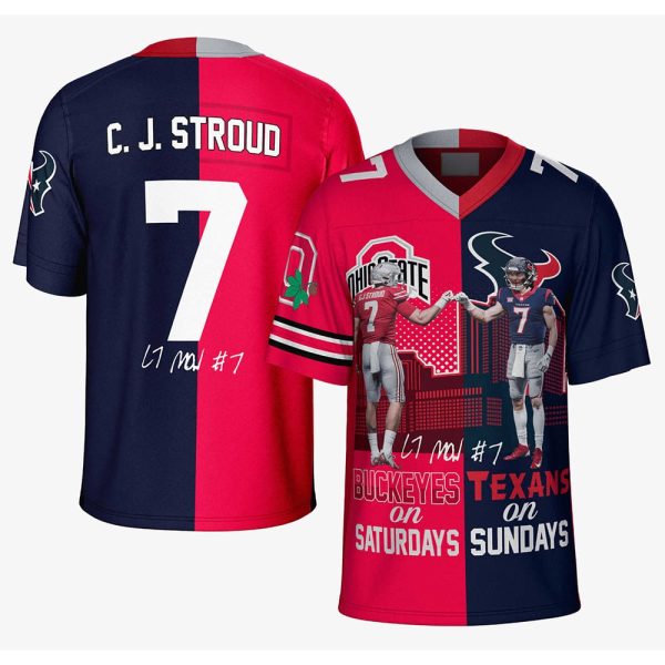 CJ Stroud Buckeyes On Saturdays Texans On Sundays Jersey