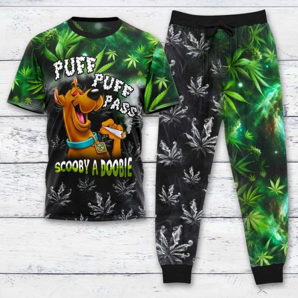 Puff Puff Pass Scooby A Doobie Smoke Galaxy T-shirt And Pants Set