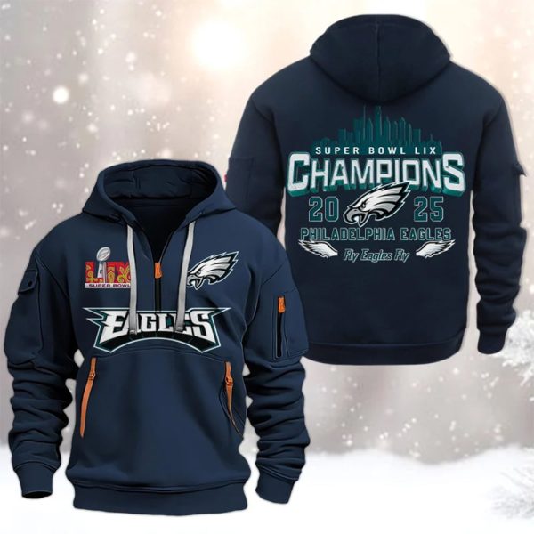 Super Bowl LIX Champions 2025 Fly Eagles Fly Quarter Zip Hoodie 2