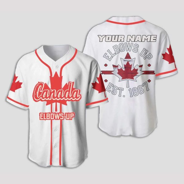 Canada Elbows Up Est 1867 Custom Name Baseball Jersey 3