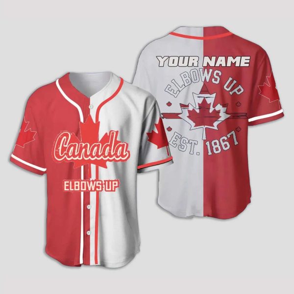 Canada Elbows Up Est 1867 Custom Name Baseball Jersey 4