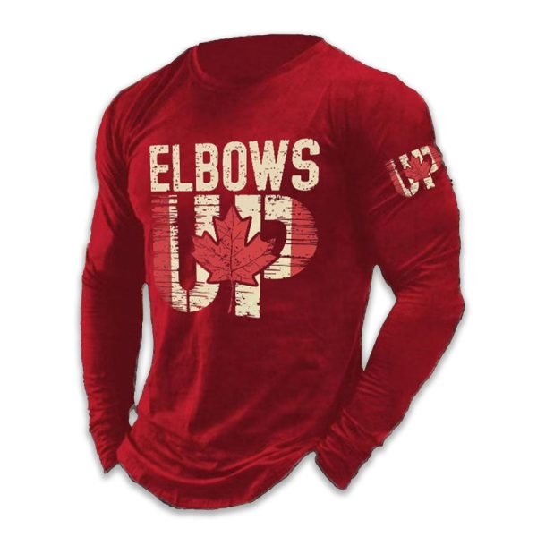 MenS Retro Canada Elbows Up Print T Shirt 2