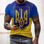 Men's Ukrainian Flag Print Short-sleeved T-shirt