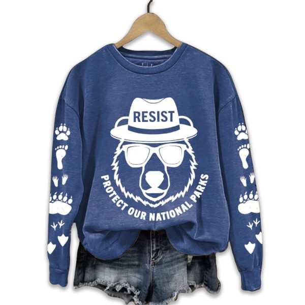 Resist Protect Our National Parks Printed Sweatshirt 5