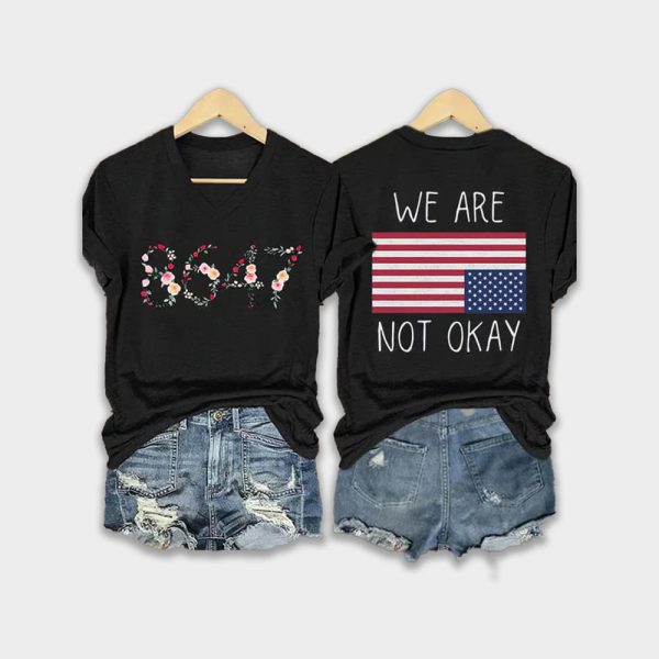 Retro 86 47 We Are Not Ok Print T-Shirt