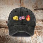 Retro Fist Flag Fire Print Baseball Cap