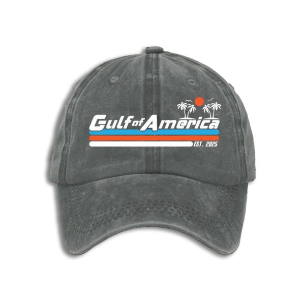 Retro Gulf Of America Est 2025 Palm Trees Print Baseball Cap 2