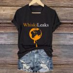 V-Neck Retro Whiskileaks Print T-Shirt