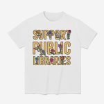 V-neck Retro Support Public Libraries Print T-Shirt