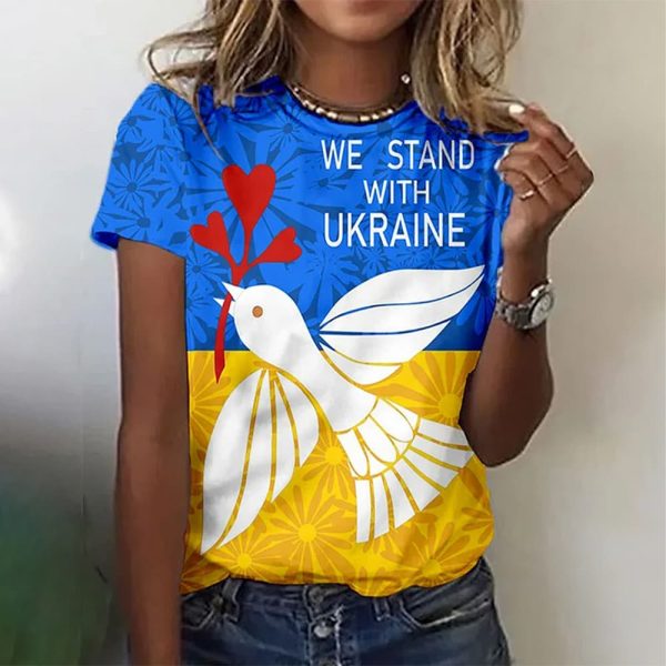 We Stand With Ukraine Stop Ukr War Print Comfy T Shirt