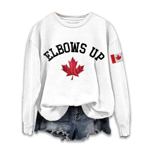 Womens Retro Canada Elbows Up Print Sweatshirt 3