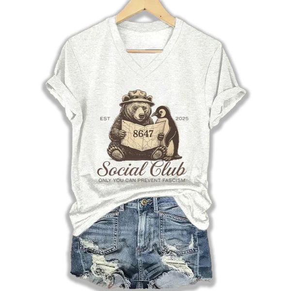 Bear Penguin Est 2025 Social Club Only You Can Prevent Fascism Shirt