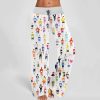 Marathon Runner Watercolor Contrast Wide Leg Pants For Women