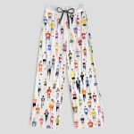 Marathon Runner Watercolor Contrast Wide Leg Pants For Women