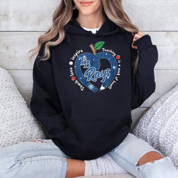 Rays Teach Love Inspire Teaching Is A Work Of Heart Shirt 4