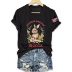 Retro Bunnies Against Bigots Print T-Shirt
