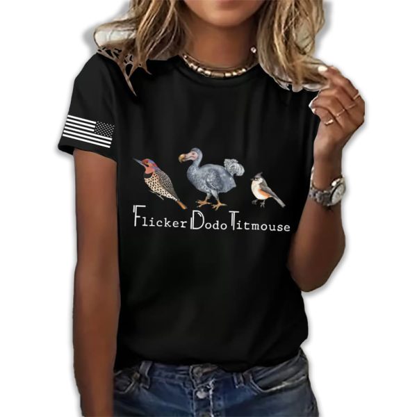 Womens Animal FDT Flicker Dodo Titmouse Print T Shirt 1