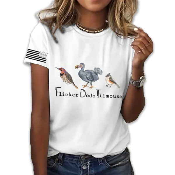 Women's Animal FDT Flicker Dodo Titmouse Print T-Shirt