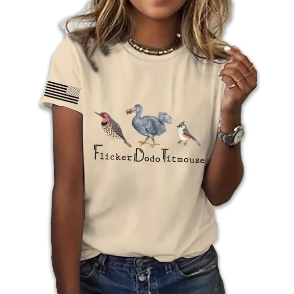 Womens Animal FDT Flicker Dodo Titmouse Print T Shirt 4