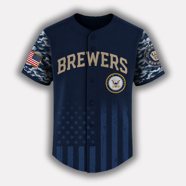 Brewers US Navy Appreciation Night 2025 Baseball Jersey 2