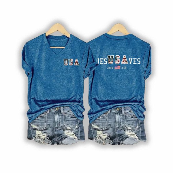 John 3 16 USA Jesus Saves Shirt 2