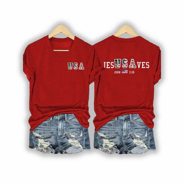 John 3 16 USA Jesus Saves Shirt 3