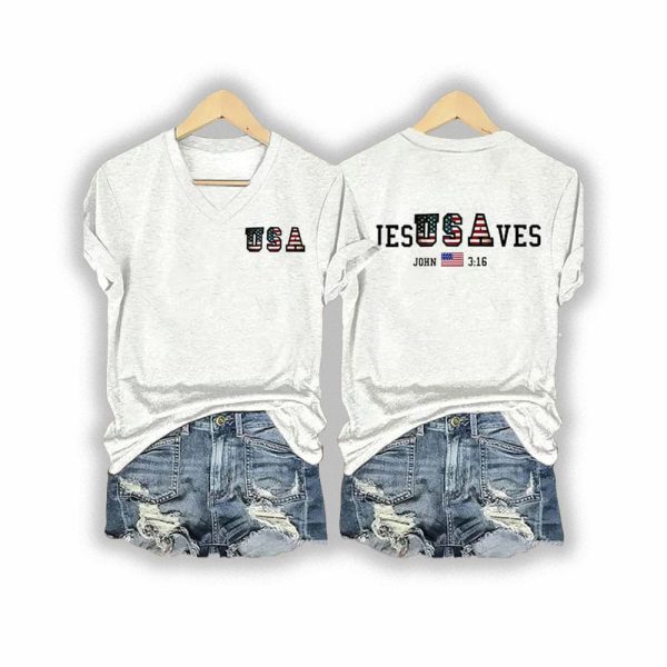 John 3 16 USA Jesus Saves Shirt 4