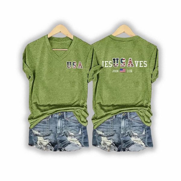 John 3 16 USA Jesus Saves Shirt 5
