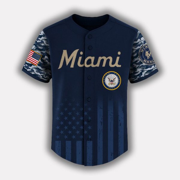Marlins US Navy Appreciation Night 2025 Baseball Jersey 2