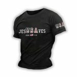 Men's Vintage USA Jesus Saves Printed Round Neck T-Shirt