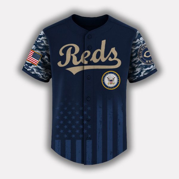 Reds US Navy Appreciation Night 2025 Baseball Jersey 2