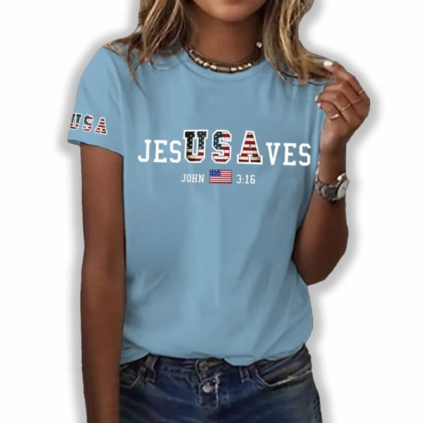 USA Jesus Saves John 3 16 Shirt 4