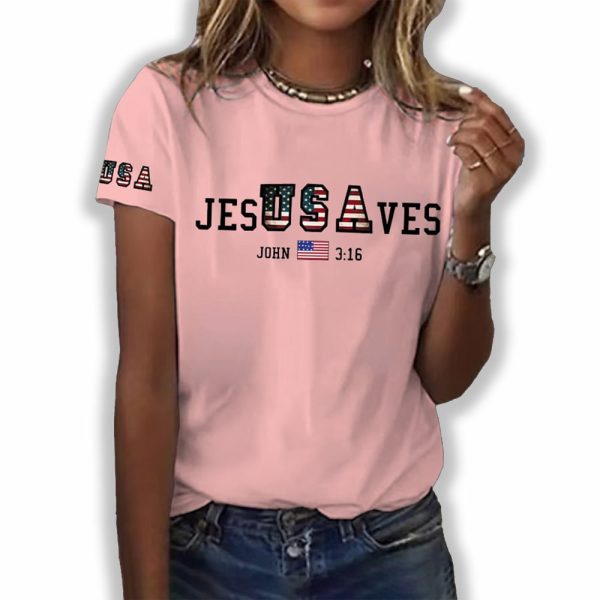 USA Jesus Saves John 3 16 Shirt 5