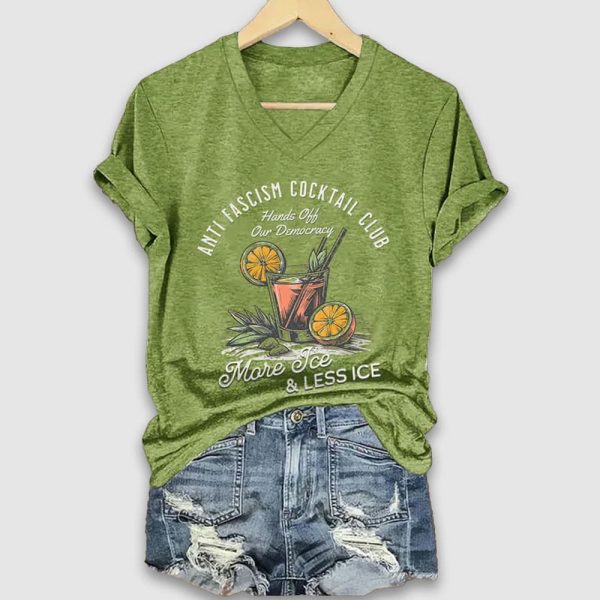 Anti Fascism Cocktail Club Hands Off Our Democracy More Ice Less ICE Shirt 4