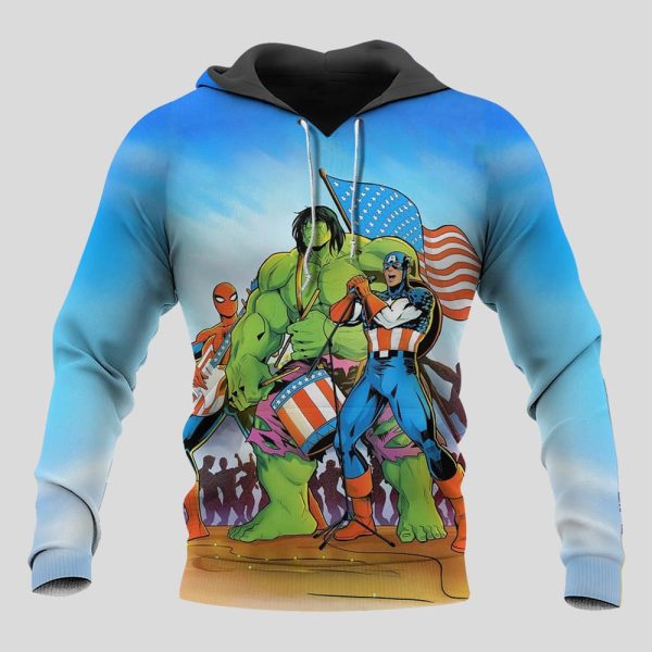 Captain America Spider Man Hulk July 4th Shirt 2