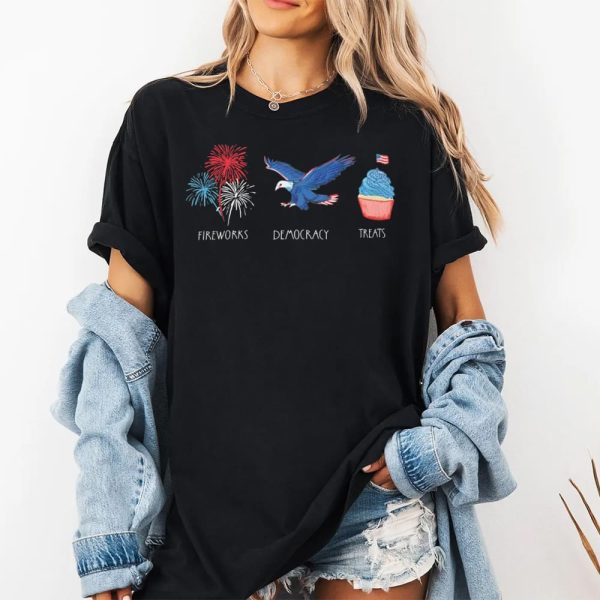 Fireworks Democracy Treats Independence Day FDT Shirt 2