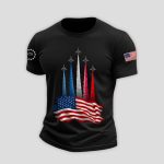 Men's Independence Day American Flag Jet Planes Print Casual Tee