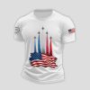 Mens Independence Day American Flag Jet Planes Print Casual Tee5