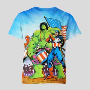 Captain America Spider Man Hulk July 4th Shirt