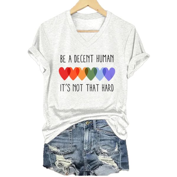 Retro Be A Decent Human It's Not That Hard Print T-Shirt