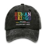 Retro Human Beings 100% Organic Colors May Vary Human Rights Equality Pride Print Baseball Cap