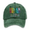 Retro Human Beings 100 Organic Colors May Vary Human Rights Equality Pride Print Baseball Cap 2