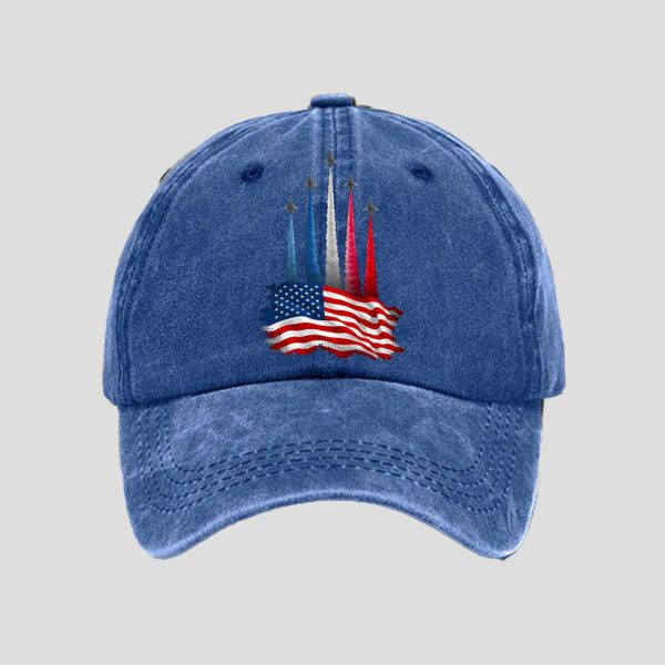 Unisex Independence Day American Flag Jet Planes Print Hat 1