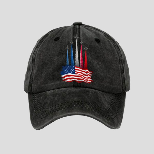 Unisex Independence Day American Flag Jet Planes Print Hat