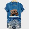 V Neck Retro Americas Real Gang Problem Print T Shirt 1