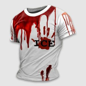 Mens Retro Blood Stains ICE Printed Casual T Shirt 1