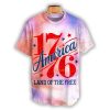 1776 America Land of the Free Crew Neck T shirt