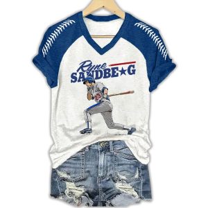Womens Ryne Sandberg Number 23 Player Printed Casual T shirt